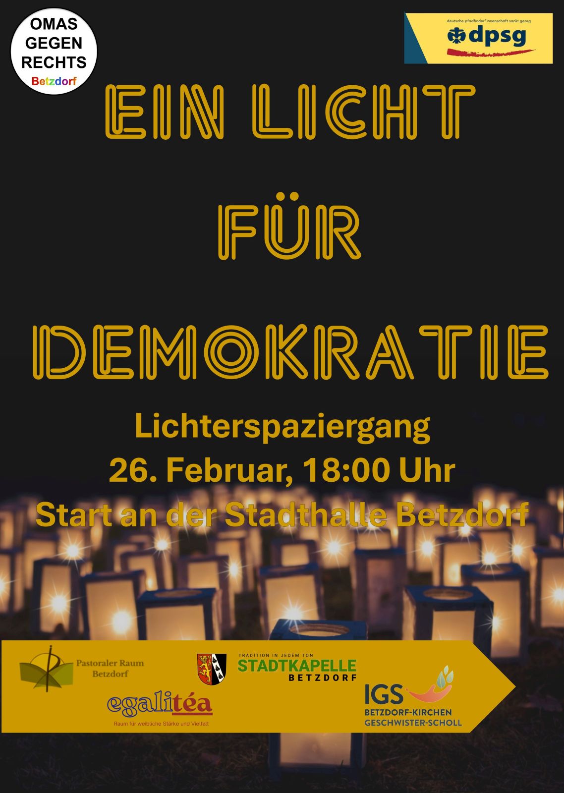 Flyer zur Demo am Donnerstag, 26.02.2026 ab 18:00, Start an Stadthalle Betzdorf
